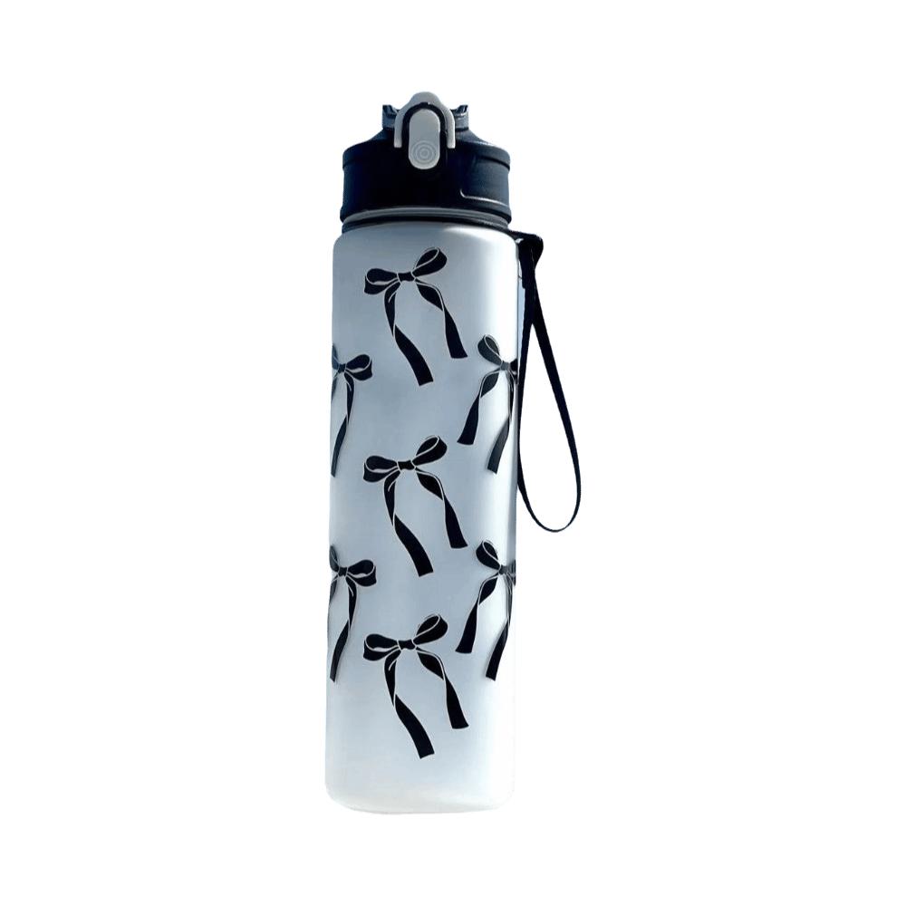 Durable 800ML Water Bottle Bow Flower Printed Leak Proof Straw Cup Large Capacity Plastic Water Cup Travel