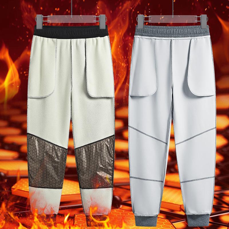 Men's Fleece-Lined Trousers Winter Thickened Casual Trousers Loose-Fit Warm Shearling-Lined Cuffed Trousers