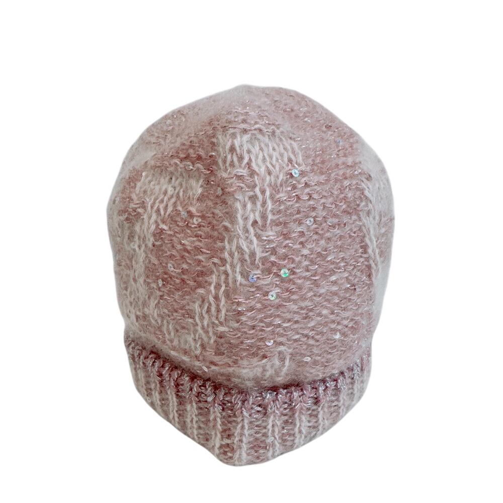 LOUIS VUITTON M74770 Mohair knitted hat Nylon Monogram Glitter Beanie Other hats pink Nylon Used