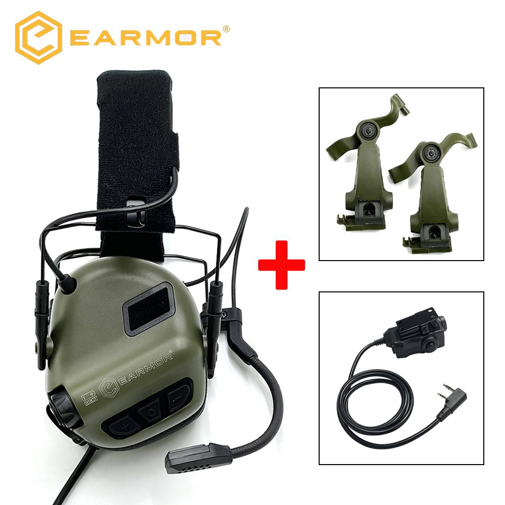 EARMOR Tactical Noise-Canceling Earmuff M32 SE Hunting Electronic Hearing Protection Headset with PTT&Helmet ARC Bracket