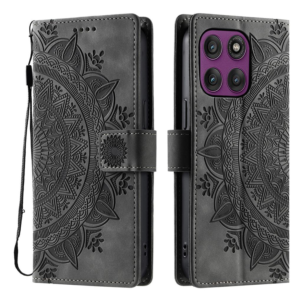 Pro Motorola Moto G86 5G Pouzdro S Potiskem Totemu Kožený Kryt na Telefon Peněženka s Poutkem na Ruku