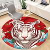 1pc Tiger Floral Pattern Chair Carpet for Office, Round Non-Slip Durable Large Size Office Carpet, Suitable for Office, Beautiful Decoration