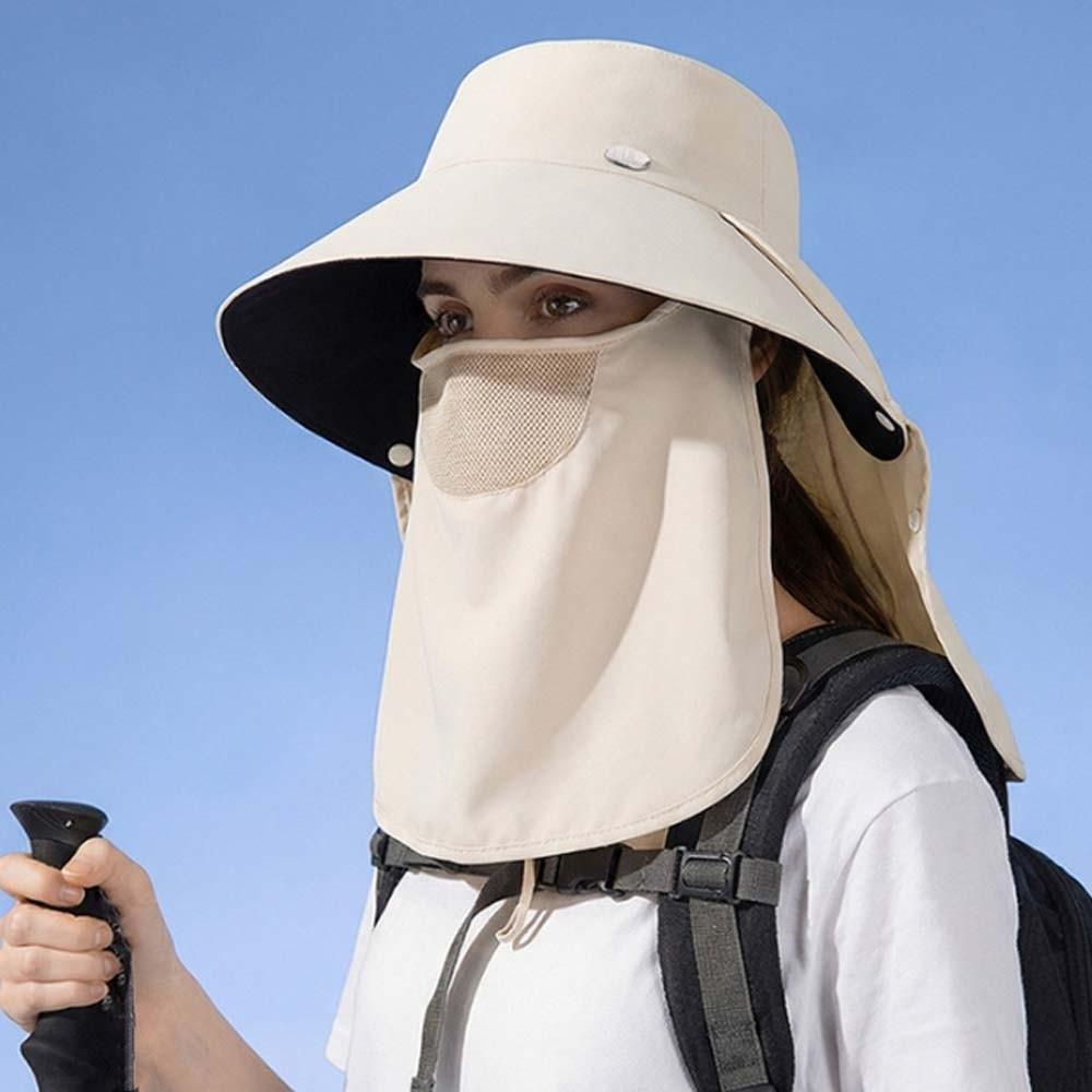 Anti-UV Mask Neck Protection Hat Solid Color Picking Tea Hat Cycling Cap Sunshade Shawl Cap  Travel