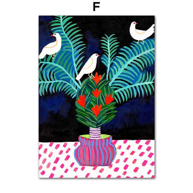 Abstrakte Mode Aktuelles Mädchen Tiger Bunte Blume Wandkunst Leinwand Malerei Poster Und Drucke Wandbilder Für Schlafzimmer Dekor Kein Rahmen