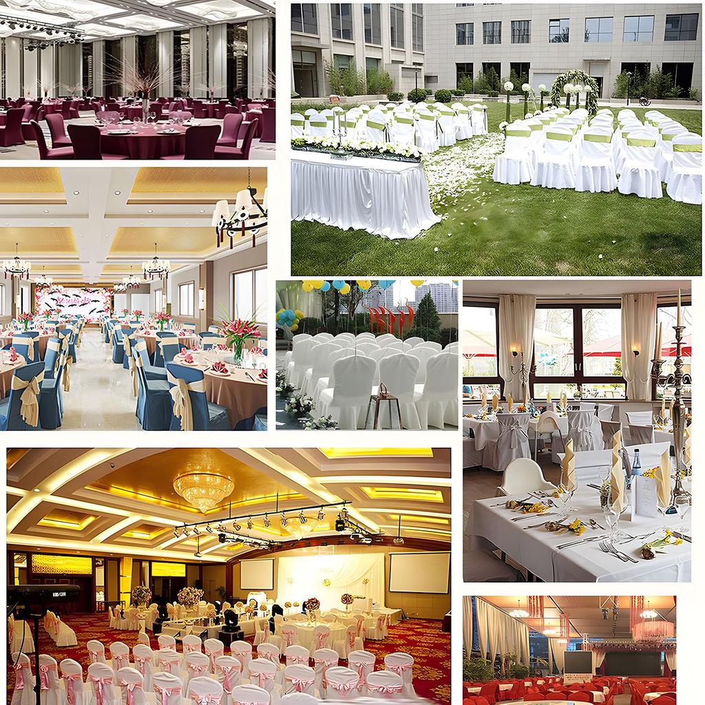 White Pleated Elastic Skirt Chair Cover for Wedding, Banquet, or Hotel Events