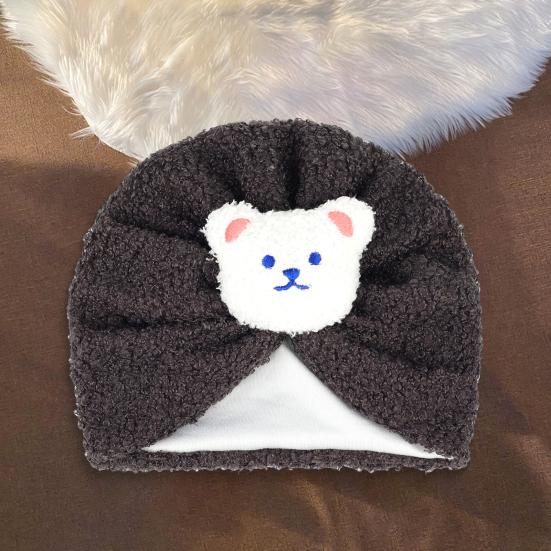 Children Hat Cartoon Bear Design Comfortable Elastic Fit Knitting Hat All-Round Thermal Protection Winter Baby Hat