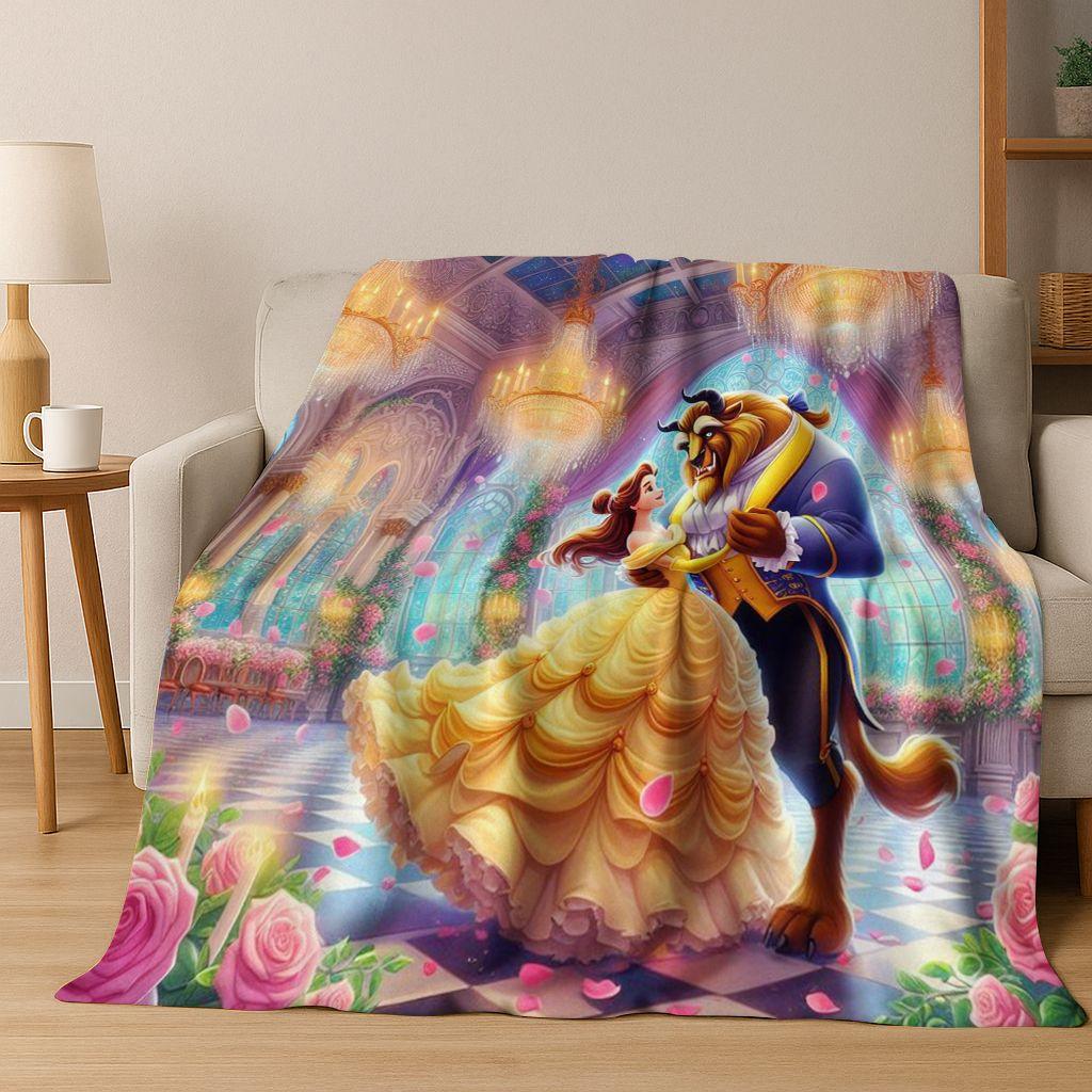3D-Flanelldecke mit dem Motiv „Die Schöne und das Biest“ – warm, kuschelig und perfekt für Zuhause, Schlafzimmer, Bett oder Sofa. Ideal als Geschenk für Kinder.