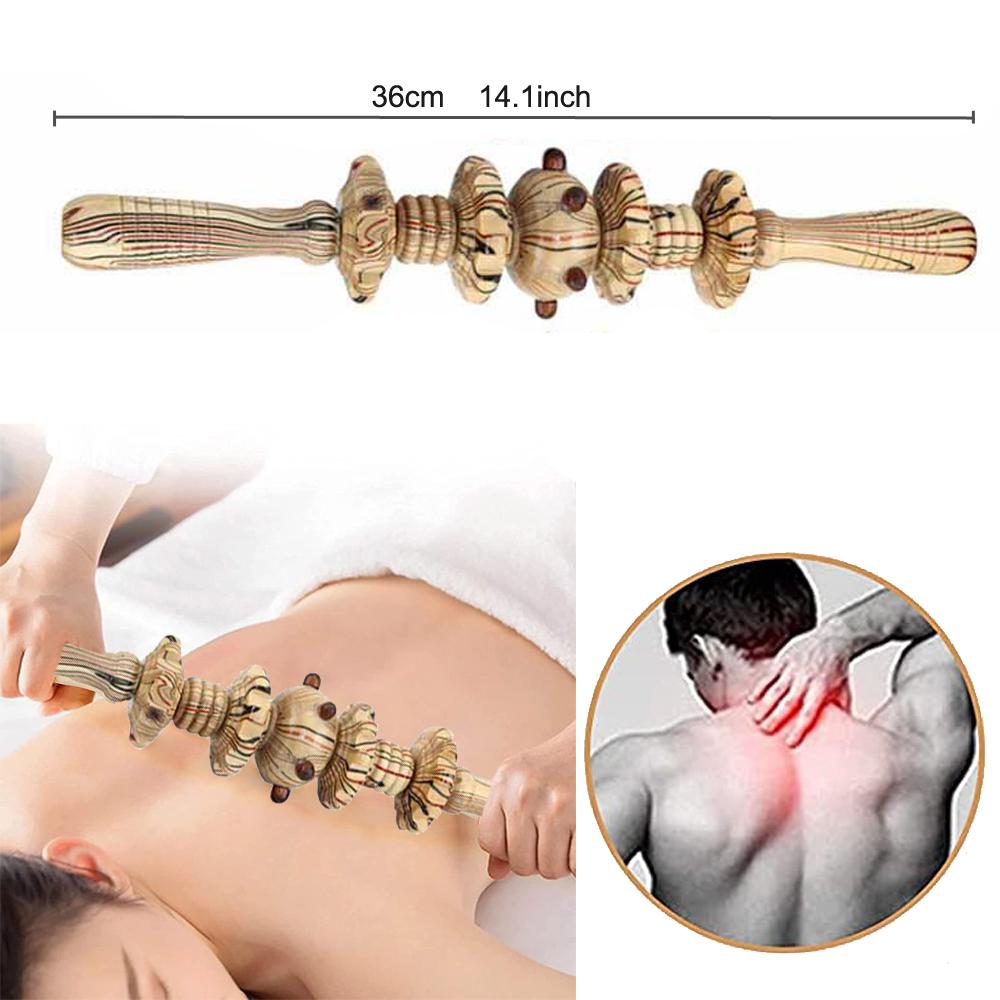 Tcare Wooden Exercise Roller Gua Sha Handheld Cellulite Blasters Sports Injury Body Trigger Point Muscle Roller Sticks Massager