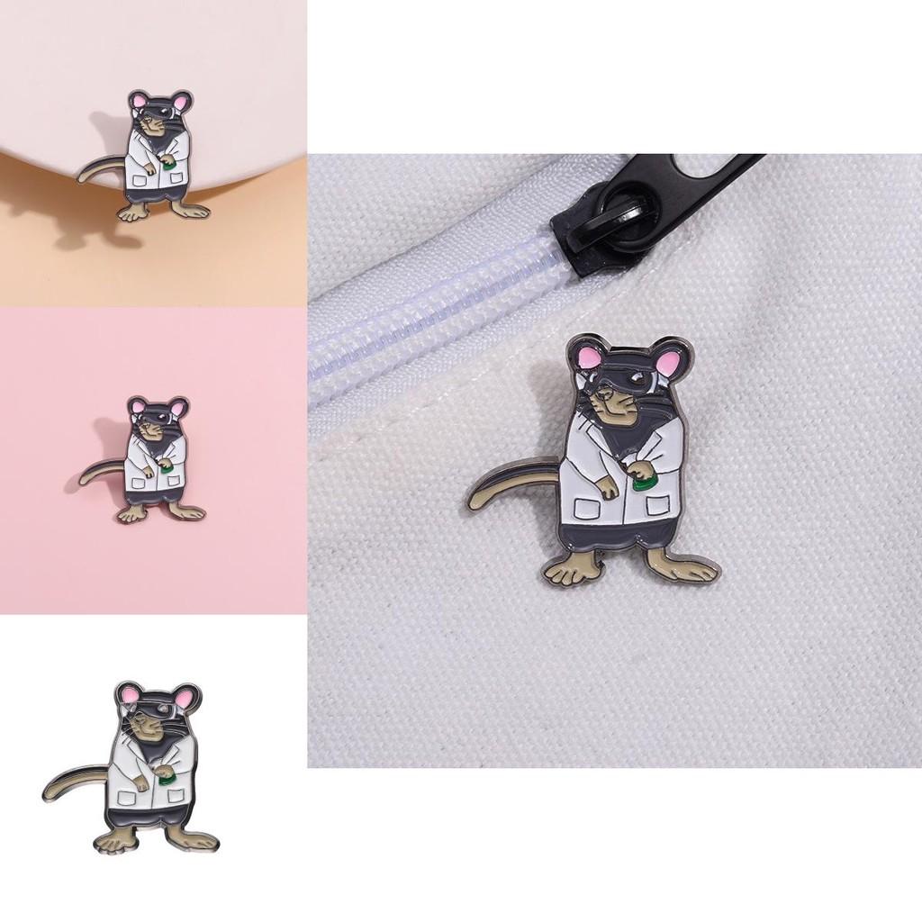 Animal Captivating Brooch Design Showcasing Delightful Mouse In White Coat For Trendy Fashion Lovers