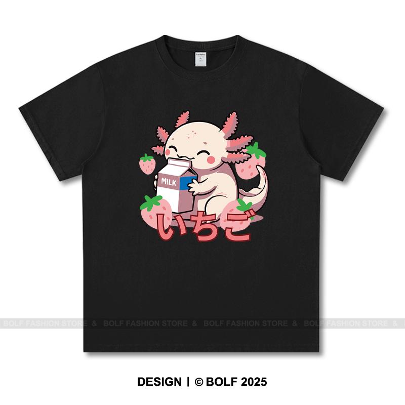 Japanese Kawaii Animal Printed T-Shirt 100% Cotton Oversized Cute Graphic Tees for Men Women Summer Tops Anime Streetwear