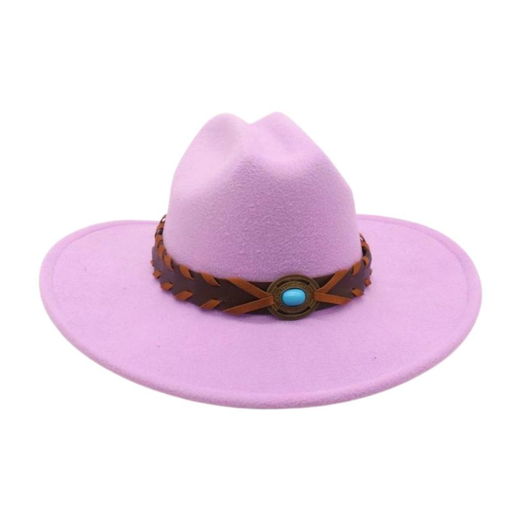 French Flat-Brimmed Top Hat Western Cowboy Hat Hot-Selling High-End Ethnic Style Travel Sunshade Woolen Jazz Hat