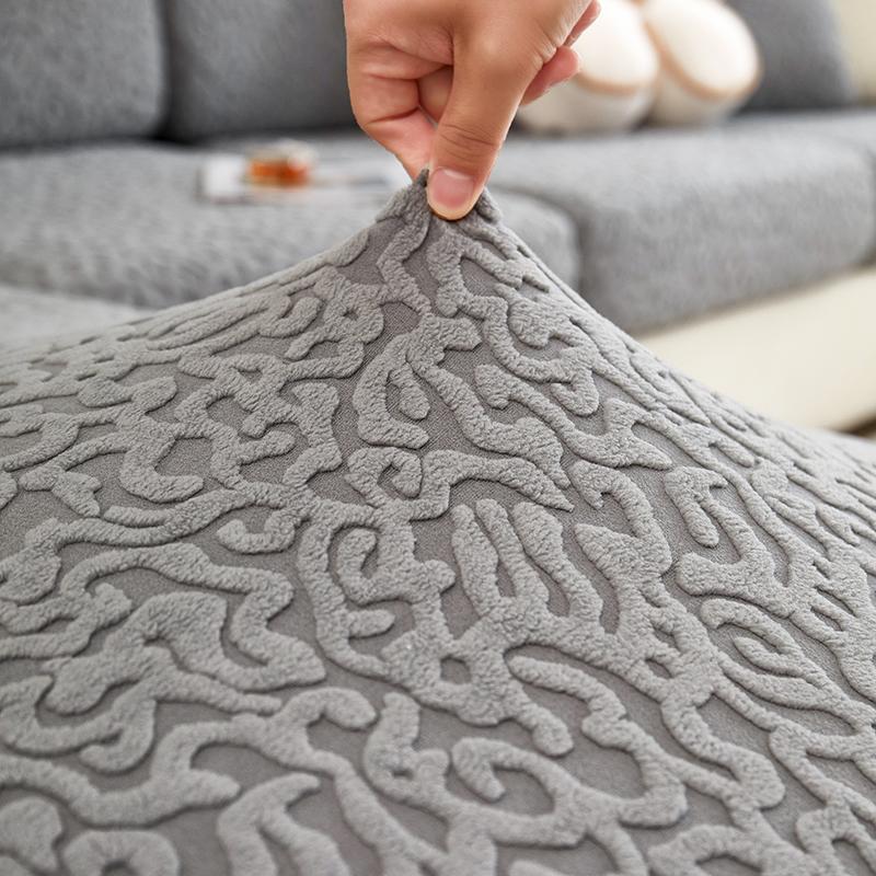 Jacquard Stretchy Thick Polar Fleece Sofa Cover Universal Couch Slipcovers for Living Room Pet Furniture Protector Washable