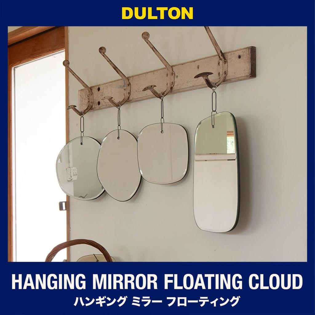 Dulton HANGING MIRROR FLOATING CLOUD OVAL Wall Mounted Hanging Mirror Suspended Glass Wire Hook Height 24cm Width Depth 1cm RN-0817 26.5cm