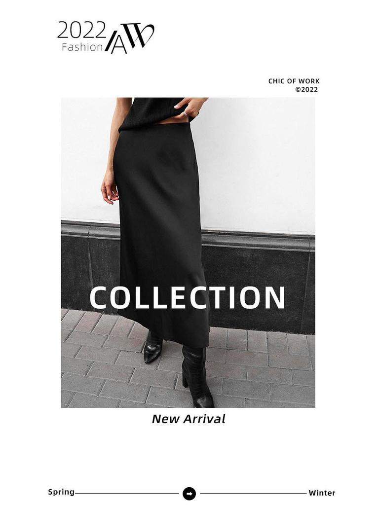 2023 Spring European & American Satin Fishtail A-line Skirt for Women