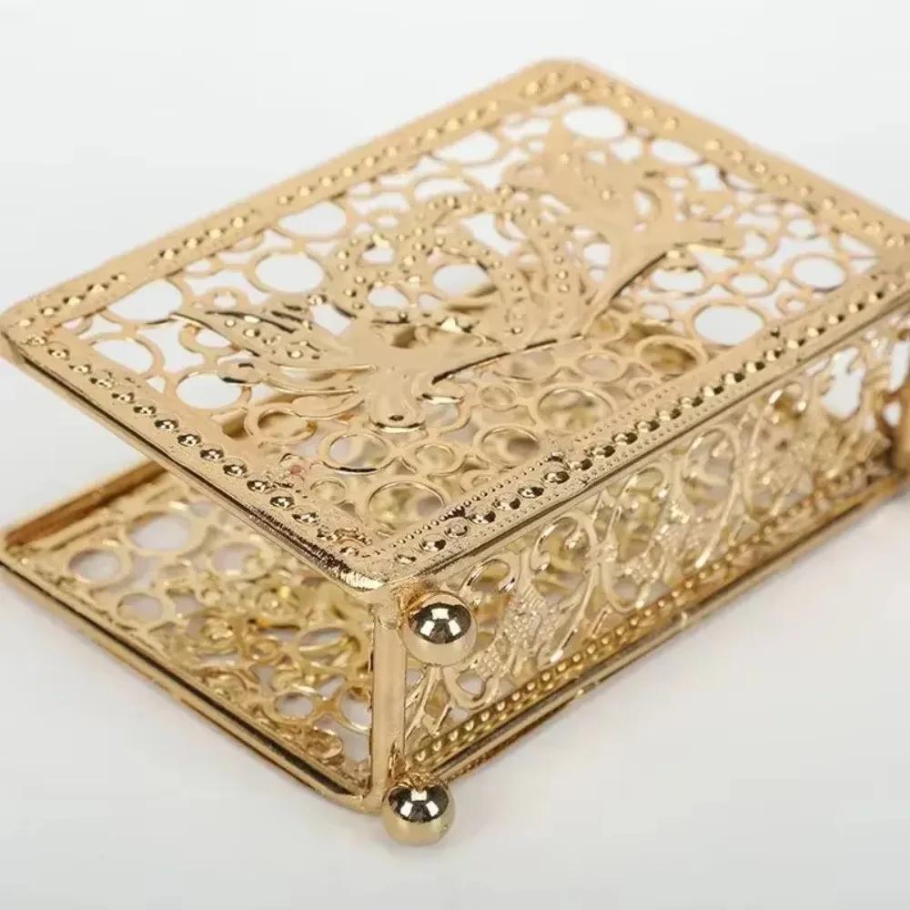Golden Vertical Tissue Holder Desktop Tissue Hollow Storage Rack Decorative Creativity 430 Stainless Steel 2025 New