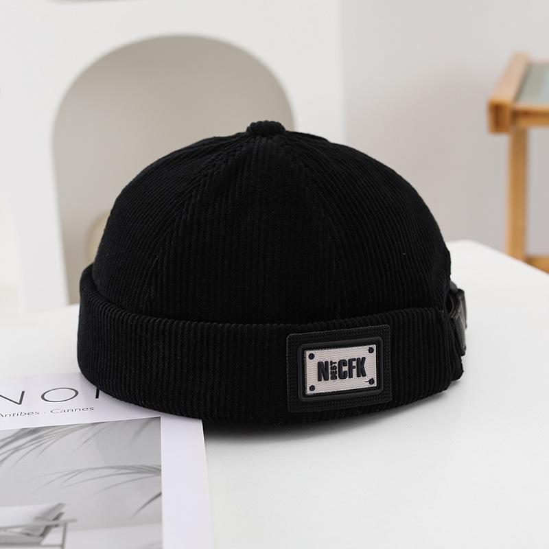 Retro Corduroy Brimless Hat, Autumn and Winter Brimless Thick Hat, Men's and Women's Dome Street Hat