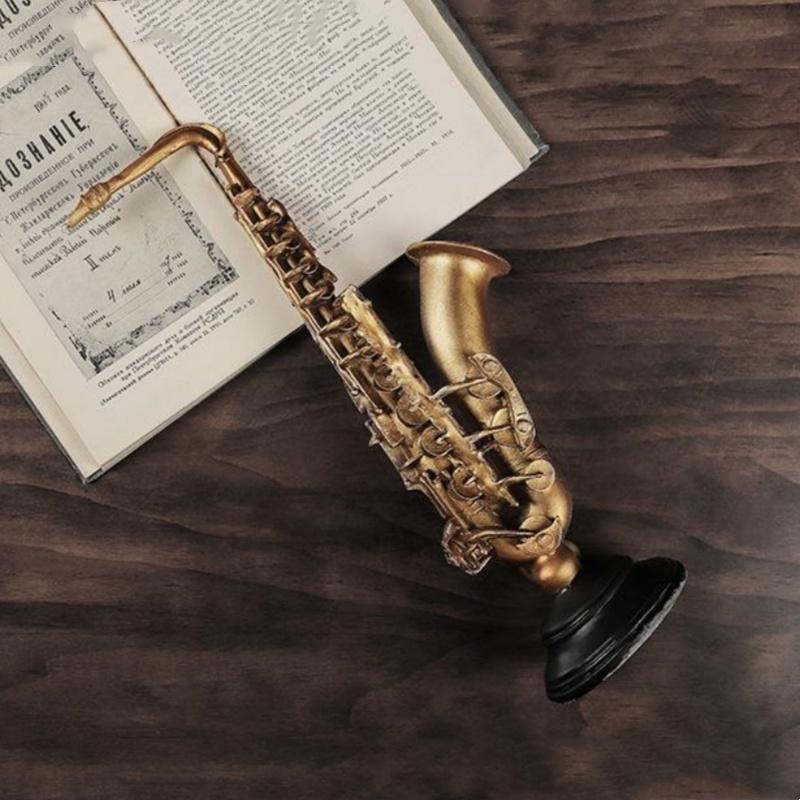 Resin Handicrafts Golden Violin Saxophone Simulation Musical Instrument Sculpture Decorative Ornaments Home Decoration
