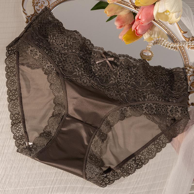 

Ladies Spring and Summer Sexy Lace Stitching Mesh Gauze Briefs XL