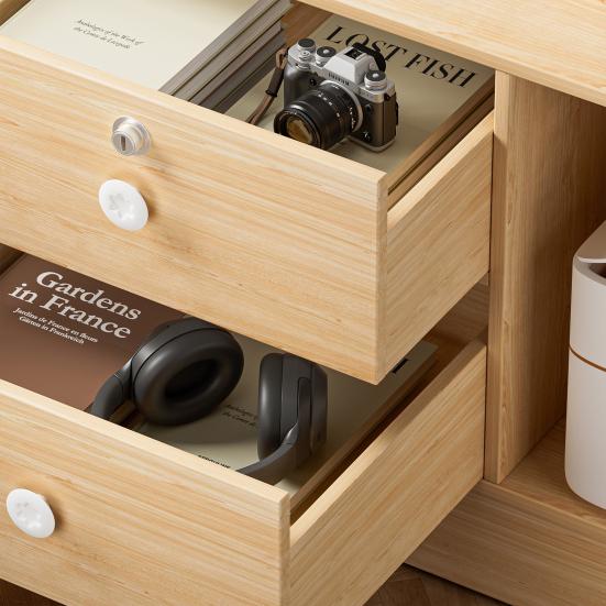 Bedside Table, Bedroom Nightstand, End Table with 2 Drawers and Opening Storage Shelves, Couch Table Wooden Bedside Table for Living Room