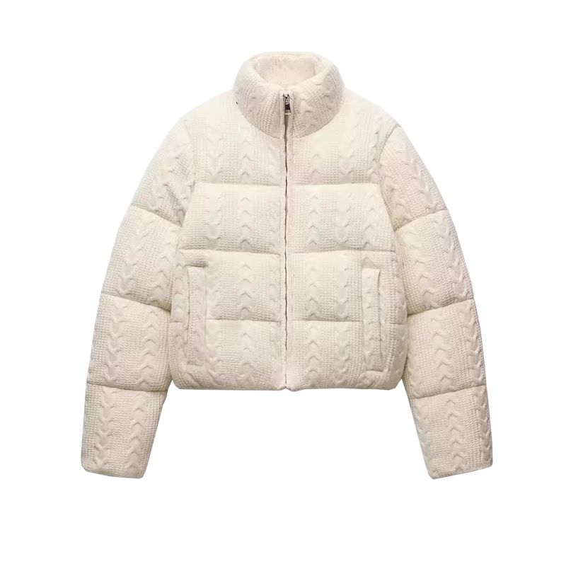 Fall and Winter New Women's Clothing French Style All-Matching Stand Collar Long Sleeves Zipper Short Cotton Jacket Jacket Outwear 6318229