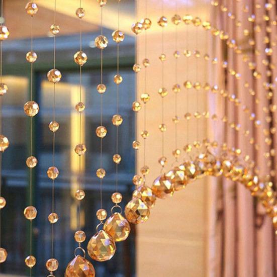 Fashion 1 Meter Glass Beads Drapes Partition Wedding Backdrop Hanging Curtain