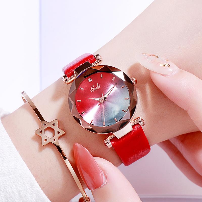 Gradual Change Color Disc Belt Women'S Watch, Waterproof Quartz Student Watch, Fashionable And Fresh Women'S Watch