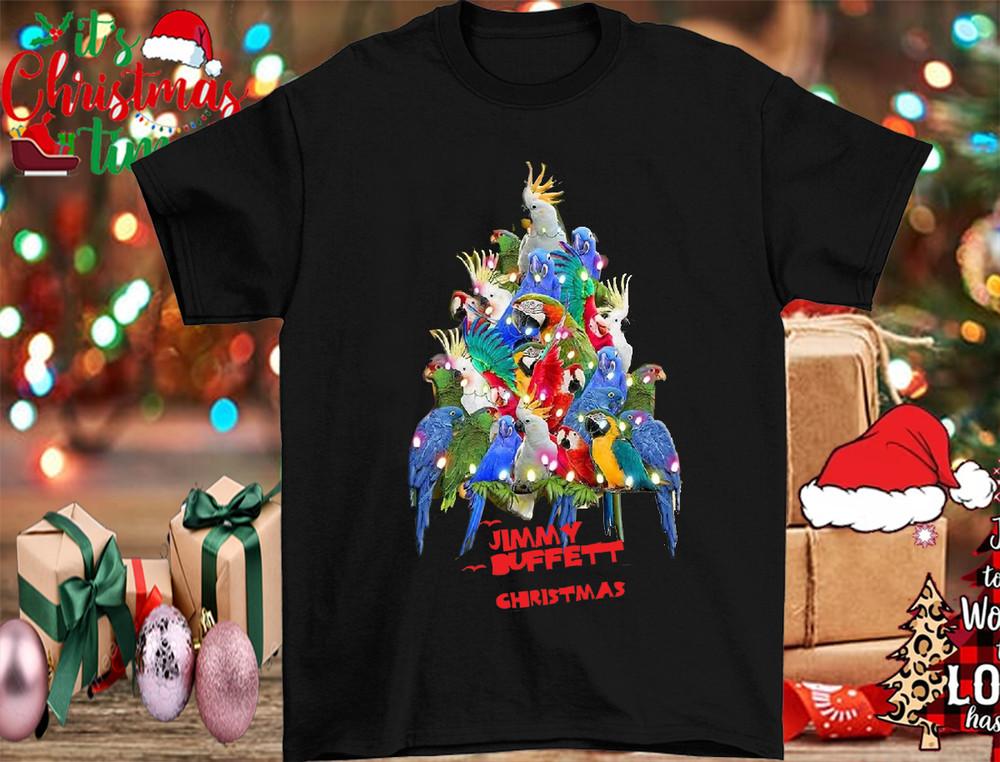 Jimmy Buffett Parrot Tree Merry Christmas SHIRT Unisex s-4xl ZC2511 Unisex T-Shirt XXXXL