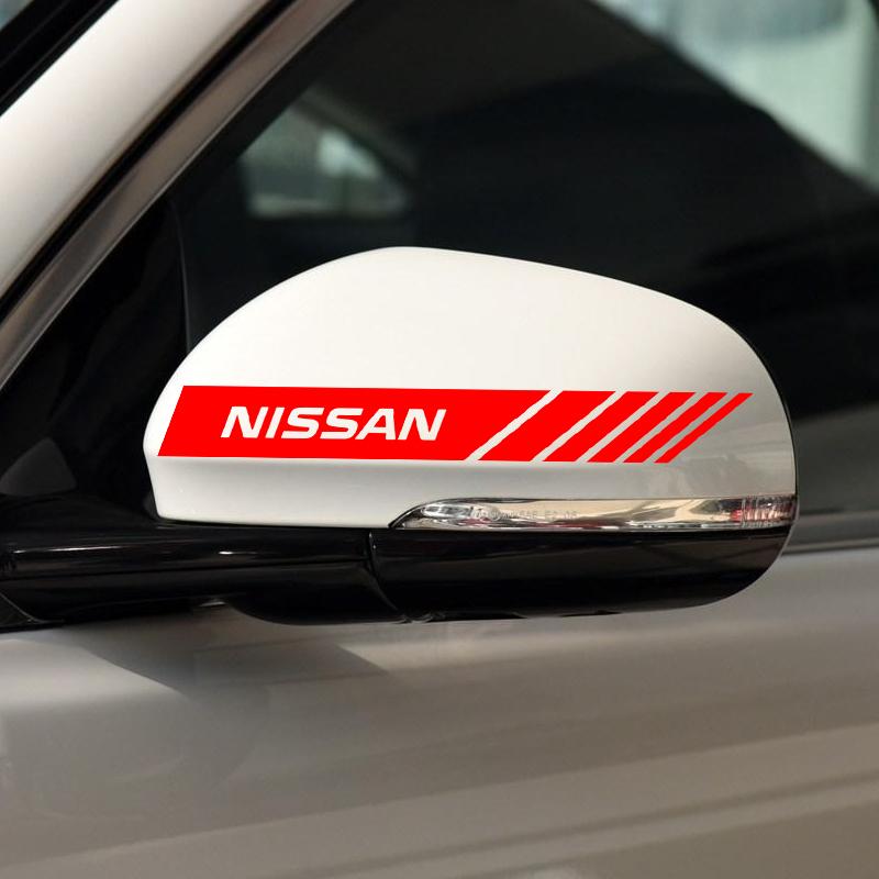 2 STÜCK Auto Rückspiegel 3D Aufkleber Dekoration Embleme Styling Für Nissan Nismo juke leaf micra k12 note patrol qashqai j11 j10 tiida versa xtrail
