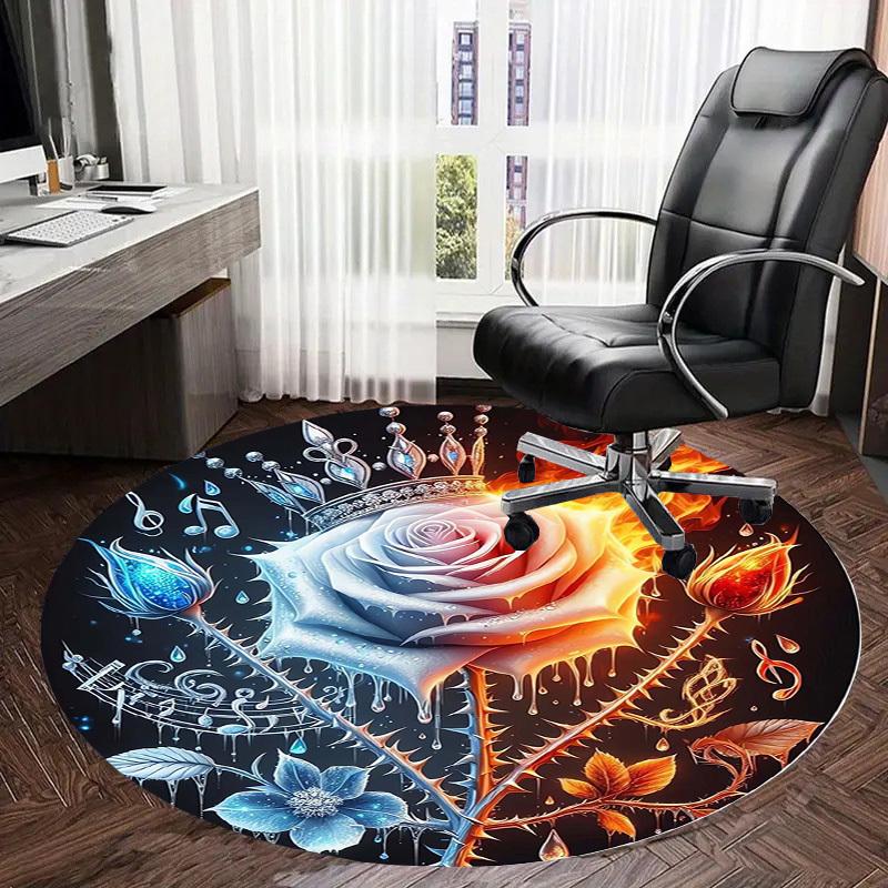 1pc Office Carpet Chair Mats Flaming Ice Rose Symphony Perfect for Decorating Office Chairs, Living Rooms, Or Bedrooms