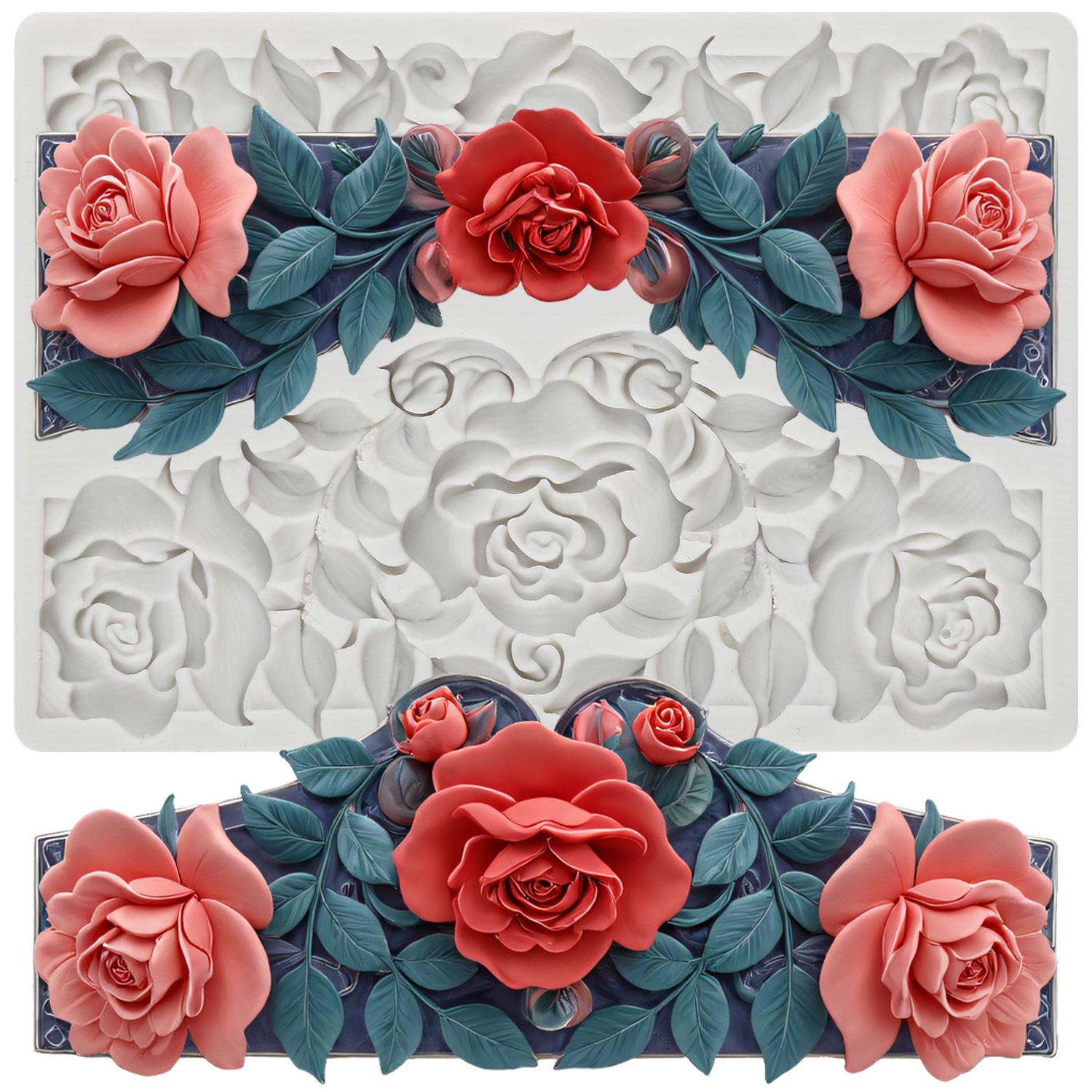 

Rose Flower Silicone Mold Rose Fondant Molds Cake Decorating Tools Cupcake Topper Candy Resin Clay Chocolate Gumpaste Mold серый