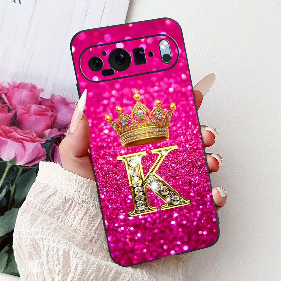For Google Pixel 9 Pro 9a Pixel9 Fashion New Crown Letter Phone Case For Google Pixel 9 Pixel9a 9Pro Black Silicone Soft Cases
