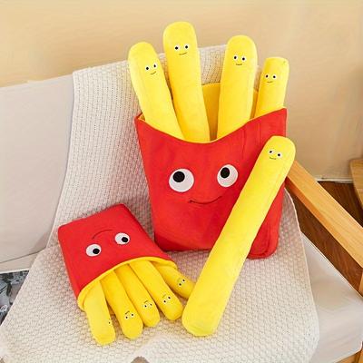 Brinquedo de Pelúcia Batata Frita Almofada de Lanche Almofada Quadrada Almofada de Comida Brinquedos de Pelúcia Engraçados
