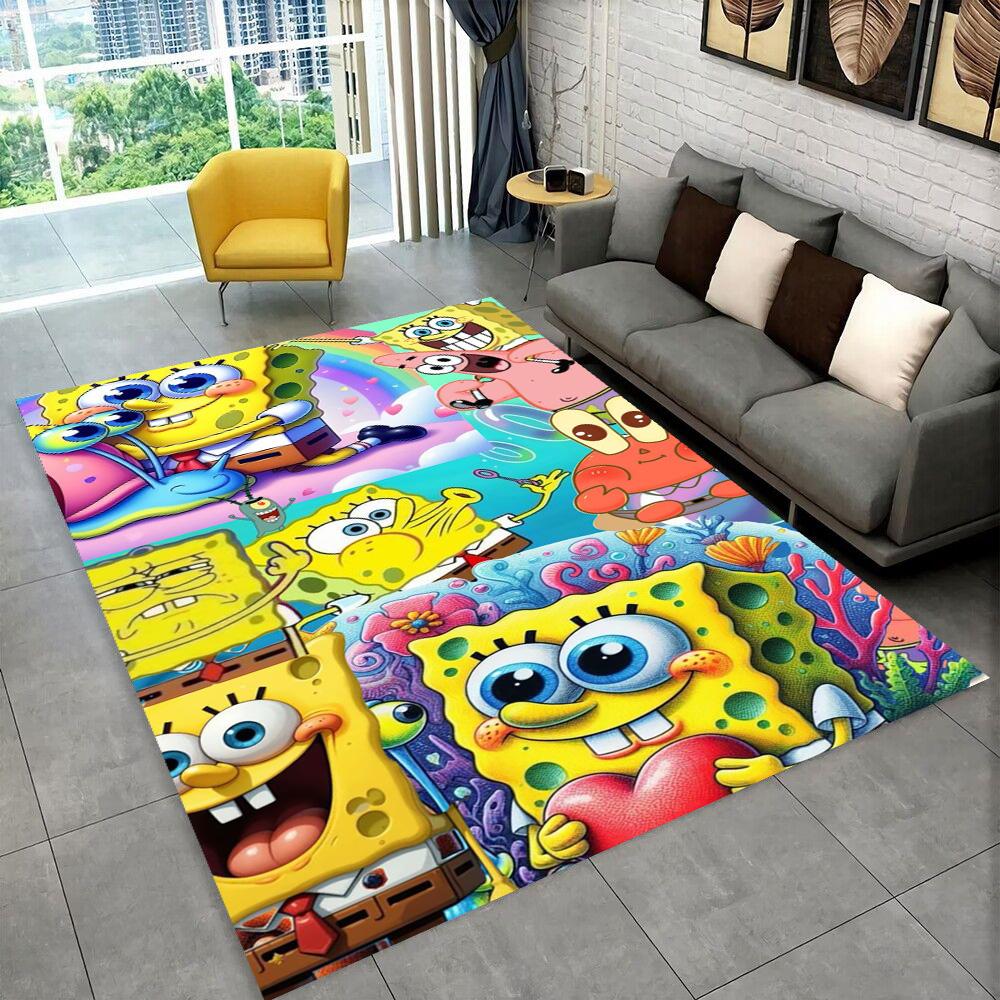 Dywanik Cartoonowy 3D Gąbka Bob Patrick Gwiazda do Pokoju Zabaw Sypialni Salonu Sofa Wystrój Domu, Dywanik dla Dzieci Antypoślizgowa Mata Podłogowa