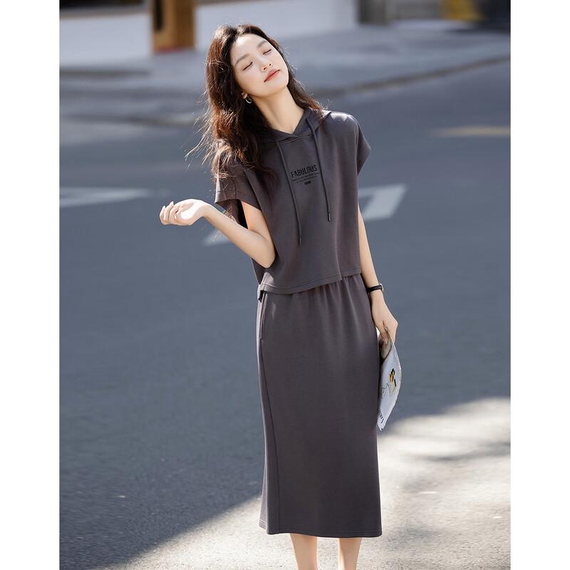 Women's Summer Hooded Two-Piece Top & Skirt Set