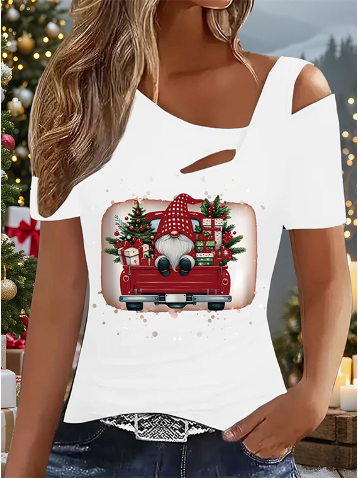 

Женский Новый Повседневный Топ Рождество Хэллоуин Рождественский Подарок Топы Рубашка Блузка XXL белый