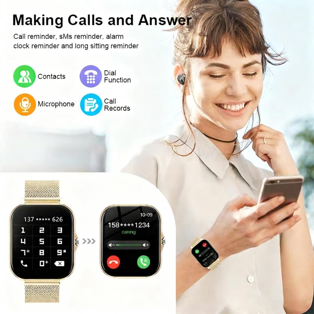 Neue Mode Smartwatch 1,85-Zoll HD-Bildschirm Bluetooth-Anrufe Smartwatch für Männer und Frauen Weihnachtsgeschenk