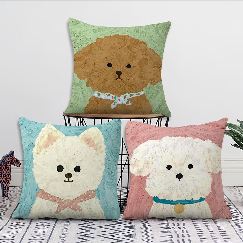 Cute cartoon art scribbled puppy dog art Comfortable soft Pillow Case for Sofa Living Room Home office Decor Protective Covers