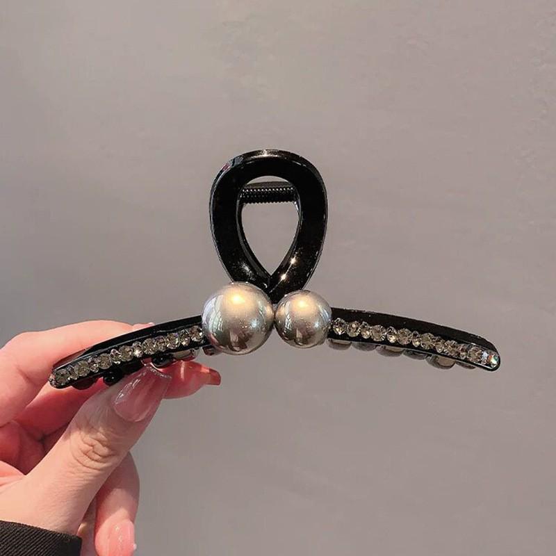 Elegante Schwarze Strass-Haarklammer - Großes High-End-Accessoire