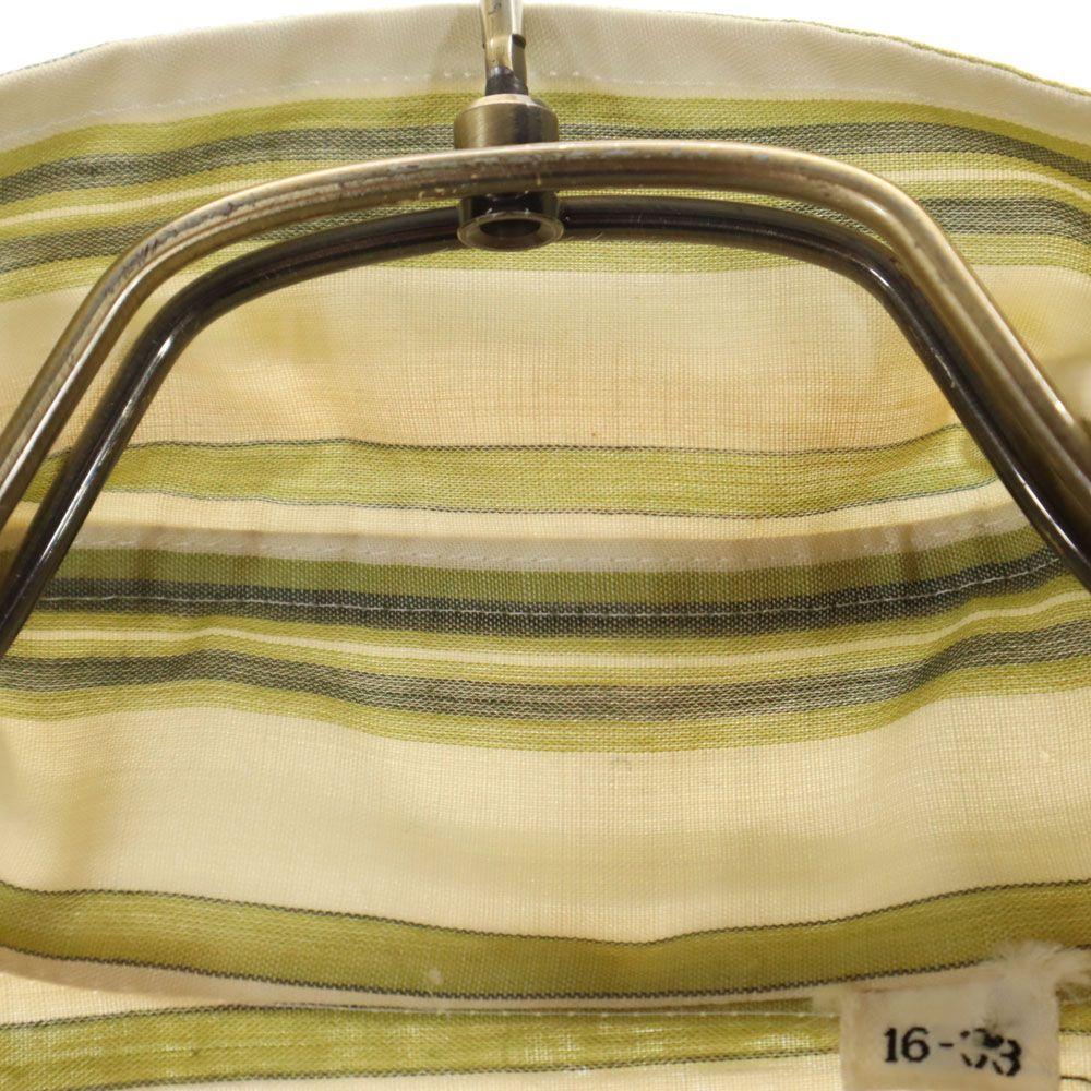 Vintage 70s Striped Pattern Short Sleeve Shirt 16 Green X Beige Men's Used