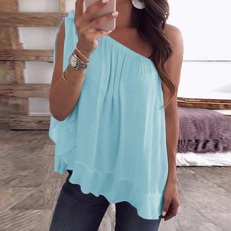 Stylish Womens Casual One Off Shoulder Shirt Blouse In Comfortable Plus Size Design