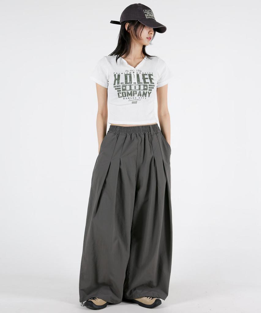 UMM Women'S Rustling Double Pintuck Balloon Wide Pants 2 Colors