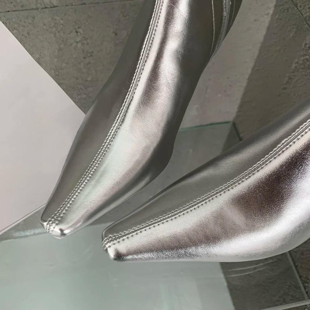 Modische spitze Damen-Ankle Boots mit dünnen niedrigen Absätzen, Frühlingsschuhe, bequemes weiches Leder, kurz, Damengröße 35-42