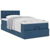 Ottoman Bed with Mattress Blue 90x200 Cm Fabric