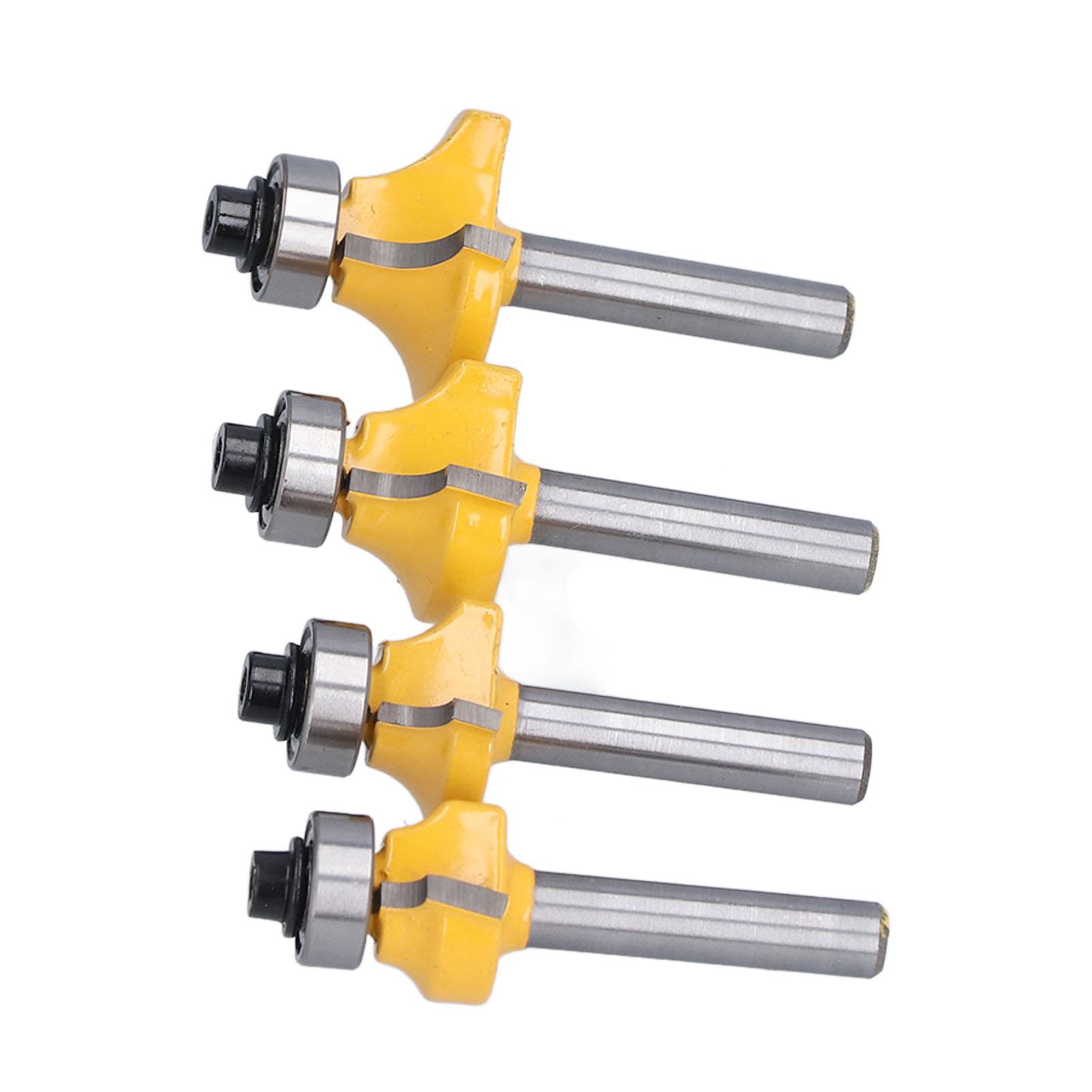 

4Pcs Router Bit 1 4in Shank Round Over Flush Trim Tool Set Kit for DIY Woodworking