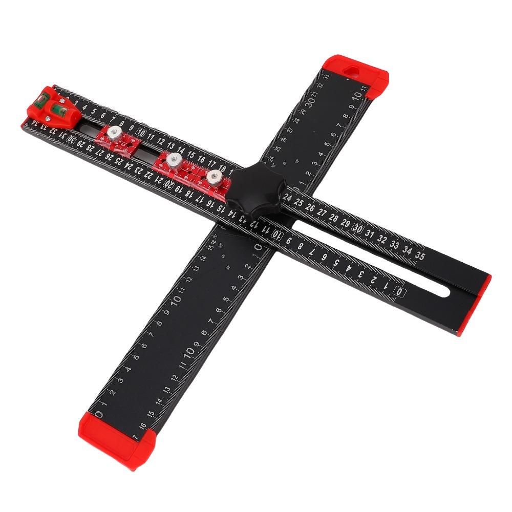 4 in 1 Drilling Position Ruler Metric T Square Multi Angle Measuring Tool Drawer Door Installation