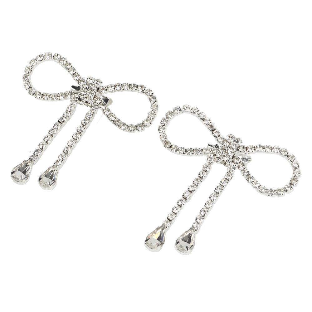 2pcs Tassel Design Rhinestone Bow Brooch Rhinestone Design Bowknot Brooch Pin Weddings
