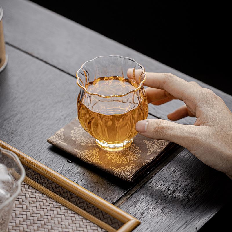 Janpanese Style Heat-Resistant Glass Teacup Transparent Master Cup Household Kung Fu Tea Set Teaware Decorative Accessories