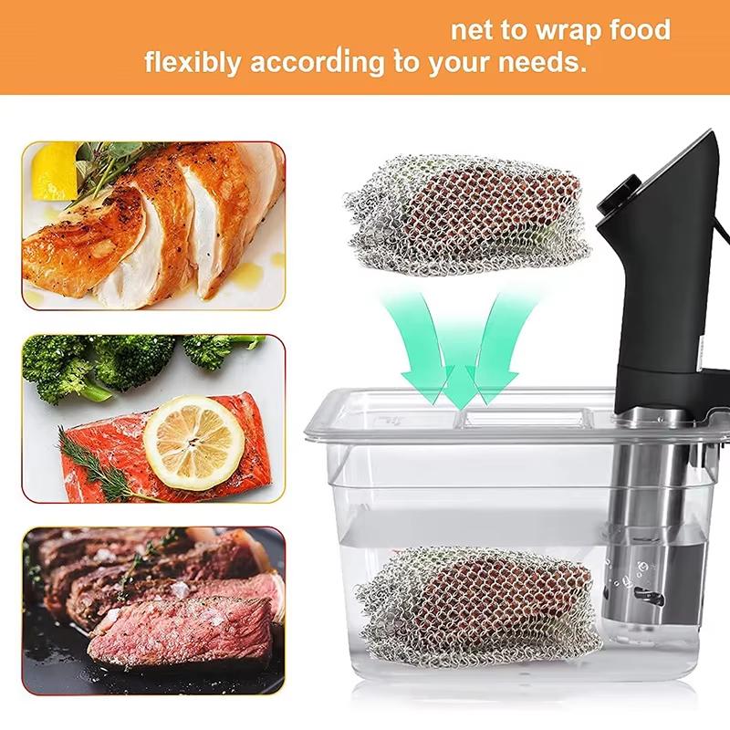 Sous Vide Sinker Weight Food Grade Stainless Steel Mesh Net Secure Immersion Evenly Cook Kitchen Accessory
