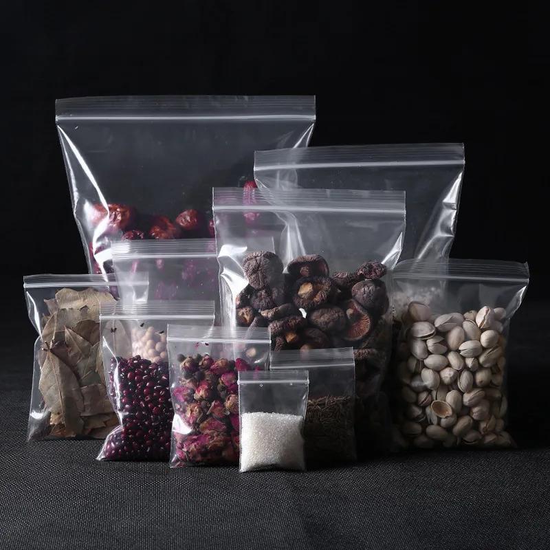 100/200/300PcsThicken Zipper Sealed Bags Clear Plastic Storage Bag for Food Packing Reclosable Zippers Sealing Pouch Wholesale