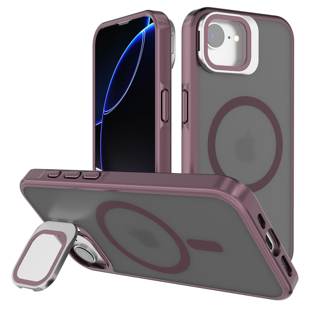 For iPhone 16e Case Compatible with MagSafe Lens Kickstand PC+TPU Matte Phone Cover